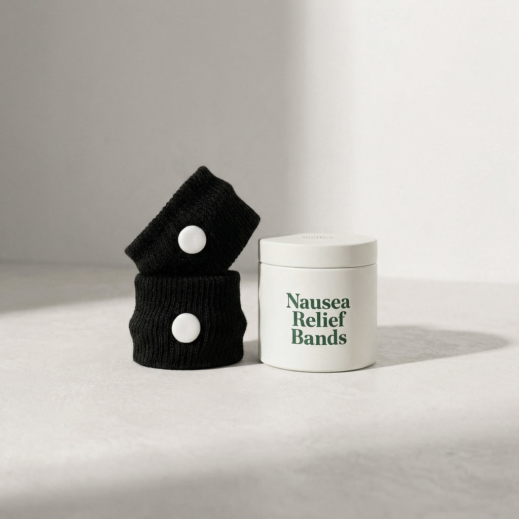nausea bands next to a white tin